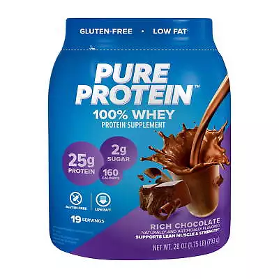 Pure Protein 100% Whey Protein Powder Rich Chocolate 25g Protein 1.75 Lb • $22.47