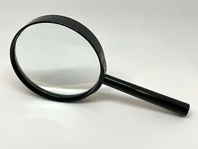 Large Handheld Magnifying Glass 3 5/8  Diameter W/ REAL Glass 3x Magnification • $7.29