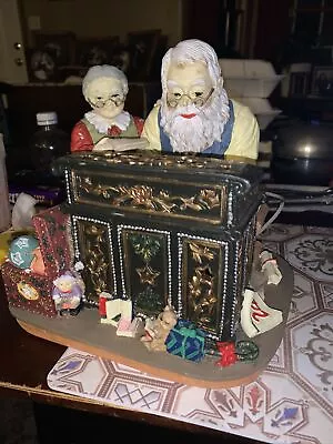 Vintage Rare Resin Christmas Light Up Santa Mrs. Clause Toy Workshop Tablescape • $25