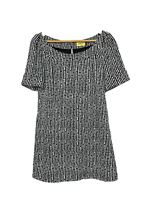 Max C London Tunic Dress Black Mix Short Sleeve Boat Neck Button Fly Size UK 12 • £15.99