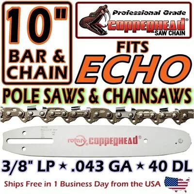 Copperhead 10  Bar & Saw Chain Kit Echo Ppt Ppf-225 Pole Saws -3/8 Lp .043 40 Dl • $32.95