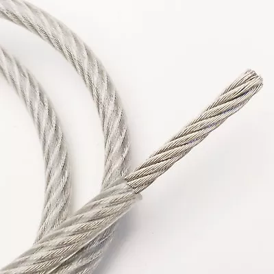 3/16  Vinyl Coated Stainless Steel Cable With Loops 1/8  7x19 Core 1ft To 70ft • $17