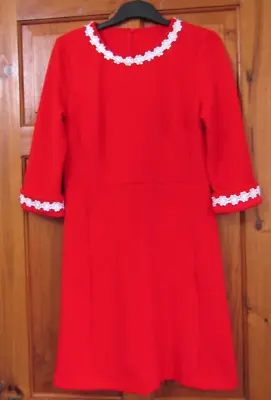 £20.99 • Buy Mod / 60s Daisy Trim Dress Size 12 ( ZH10 )