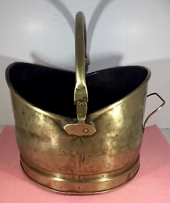 VINTAGE BRASS HAMMERED FINISH COAL BUCKET SCUTTLE 28.5cm Tall (1.02kg) • £24.99