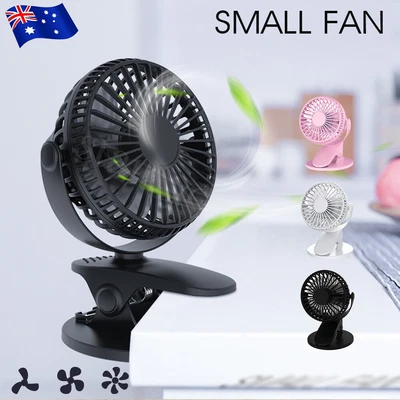 $6.95 • Buy Portable 360° Mini Fan Travel USB Rechargeable Clip On Desk Pram Car Cooling Fan