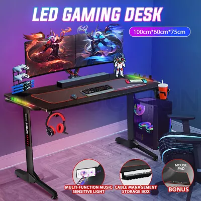 $175.95 • Buy Gaming Desk Computer Home Office Writing Racer Carbon Fiber Table With RGB LED