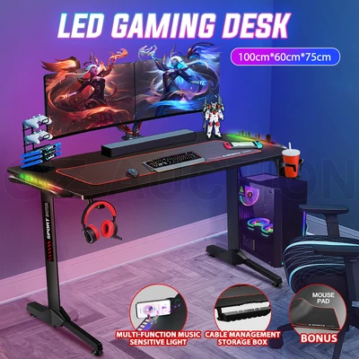 $175.95 • Buy Gaming Desk Computer Home Office Writing Racer Carbon Fiber Table With RGB LED