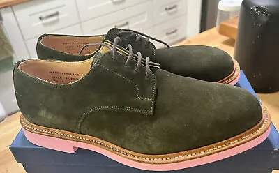 Mark McNairy New Amsterdam Green/Pink Suede Derby Shoes Sz. 11 • $225