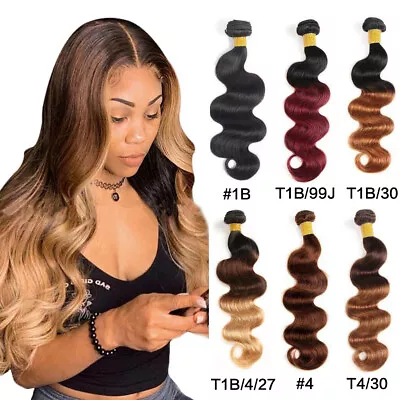 Ombre Human Hair Bundles Body Wave Bundles Weft Colored Remy Hair Extensions • $187.16