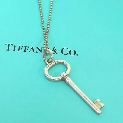 £249.99 • Buy Tiffany & Co Genuine Silver Key Pendant Ball Bead Necklace 16  Uk Hallmarks Gift