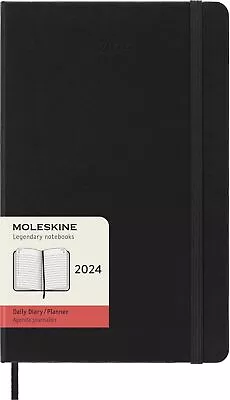 Moleskine Daily Agenda 12 Months 2024 Agenda 2024 Size Large 13x21 Hard Cover • $30.63