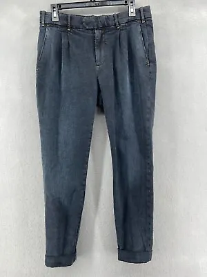 Eleventy Jeans Mens Sz 32x26 Milano Crop Cuff Pleated Front Med Wash Tapered Leg • $128.44