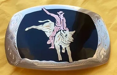 Vintage Retro Bull Riders Cowboy Western Rodeo Silver Brass Bronze Belt Buckle • $29.95