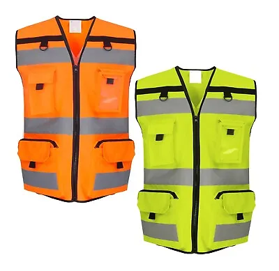 £22.75 • Buy Yoko Ripstop YELLOW Or ORANGE Multi Pocket Hi-Viz Tool Safety Vest Gilet S - 3XL