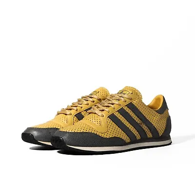 Adidas Vintage Galaxy Shoes UK 5.5 Yellow Gray Retro Casual Trainers • £34.99