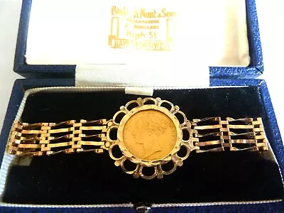 Sovereign.  Half 22ct Solid Gold  1876. 9ct Vintage Bracelet. My Item No 24. • £850
