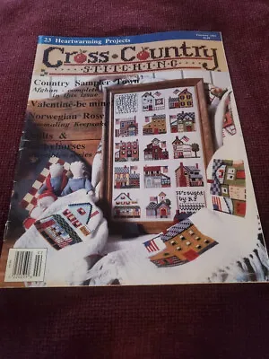 VINTAGE Cross Country Stitching Magazine Feb 1992; 23 Heartwarming Projects • $9.99