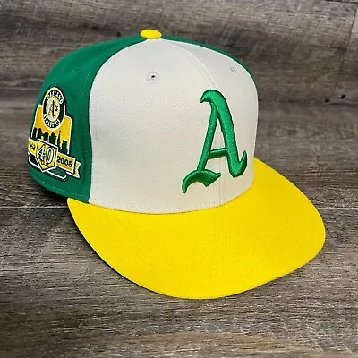 NWD Oakland Athletics Mitchell & Ness 40 Years Homefield Fitted Hat 7-3/8 • $25.46