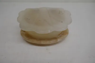 Vintage Clam Shell Shaped Onyx Alabaster Marble Trinket Jewelry Box Hinged Lid • $11.95