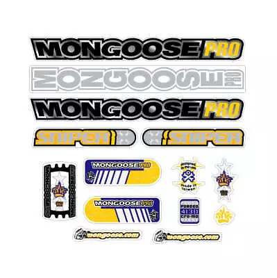 Mongoose - 2001 Sniper Silver Yellow For Chrome Frame - Decal Set - Old School B • $88