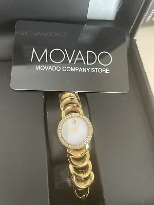 💯 Movado Rondiro Gold Women’s Custom Diamond Watch - 0605528 Aprx (0.50CT) • $900