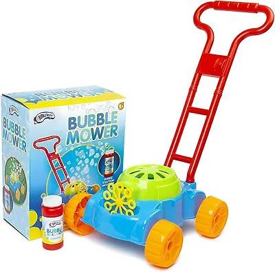 Bubble Blowing Lawn Mower Toy Grass Cutter Machine Outdoor Garden Play • £12.45