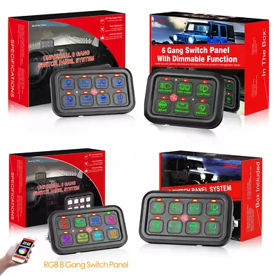 6/8 Gang Switch Panel LED Light Bar Electronic Relay System Boat Marine Off Road • $132.99