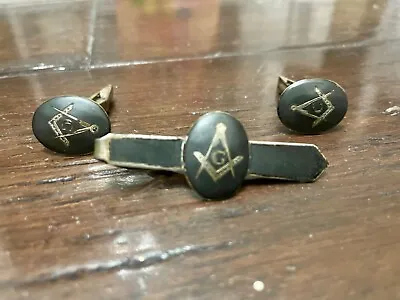 Vintage SIAM Sterling Masonic Tie Clip And Cuff Link Set • $37
