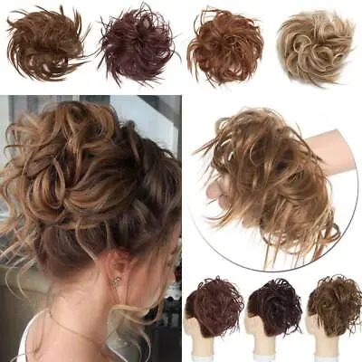 $10.59 • Buy THICK Messy Bun Hair Piece Scrunchie As Human Hair Extension Tousled Updo US