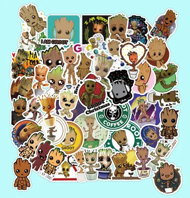 50X Heroes I Am Groot Marvel Guardians Of The Galaxy Stickers Hydro Flask Helmet • £5.49