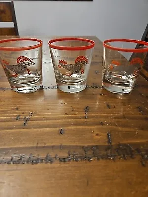 3 Vintage Rooster Cocktail Glasses Mid-century Modern • $20