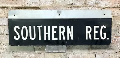 Vintage Black Metal Railroad Southern Reg. Train Sign 11  Tall X 30  Wide  • $72.67