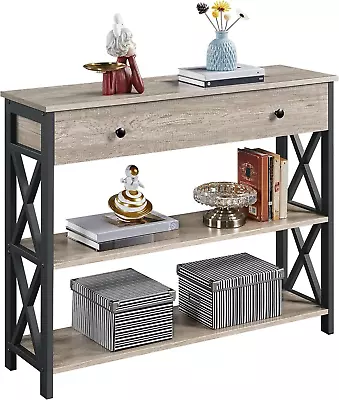 Console Table With Drawer Entryway Table With 3 Tier Storage Shelves Narrow Lo • $243.88
