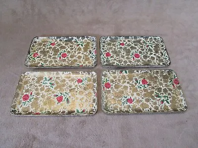 Lot Of 4 Vintage Viking Imports Alcohol Proof Paper Mache Tray Japan Roses • $19.99