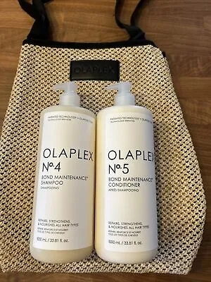 Olaplex No4 & No5 Bond Maintenance Shampoo & Conditioner 1000ml-Free Beach Bag • £114.99