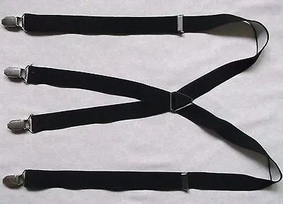 £23.99 • Buy Braces Suspenders Mens Vintage BLACK 1970s 1980s RETRO SKA ADJUSTABLE
