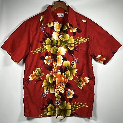 $34.99 • Buy Vintage Pennys Hawaii Red Men's Floral Hawaiian Shirt Size Medium - EUC