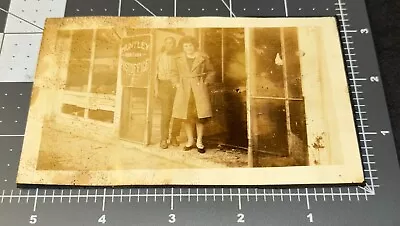 1920s Huntley MT Montana POST OFFICE Sign Man Woman Vintage Snapshot PHOTO • $49.95