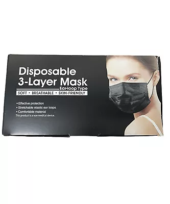 Black Disposable Face Masks Non-medical Surgical Mask • £2.87