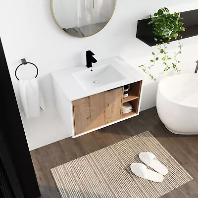 30  Wood Floating Wall-Mounted Bathroom Vanity Cabinet Ceramic Sink/Door/Sheves • $474.99