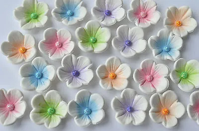 12 Edible Unicorn Birthday Cake Flowers. Rainbow Flower Cake Toppers Decorations • £5.95