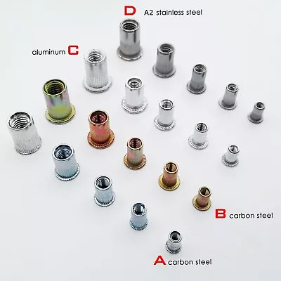 £4.19 • Buy M3-M12 Flat Head Metric Thread Blind Rivet Nut Insert Rivnut Nutsert Screw Bolt