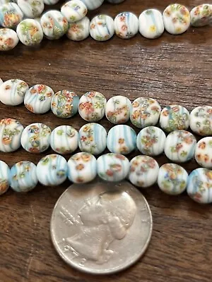 6 In Strand Vintage 1950s Millifiori Lampwork Japanese Glass Blue Matte 10m Rare • $16.50