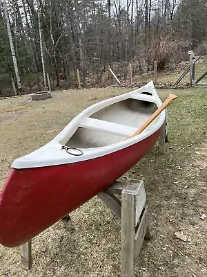 $600 • Buy Vtg 1966 OLD TOWN 2 Seat FG Fiberglass 14' Canoe Good Used Condition W/ Paddles