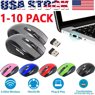 Wireless Optical Mouse Mice 2.4GHz USB Receiver For Laptop  Computer DPI USA Lot • $32.15