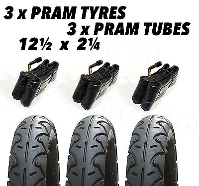 3 X Pram Tyres & 3x Tubes 12 1/2 X 2 1/4 Cosatto Mobi I'coo Mutsy Babystyle Lux • £39.55