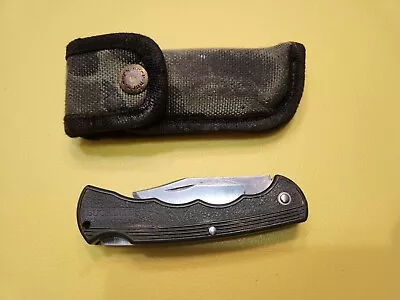 Vintage 1993 Buck Bucklite Green Folding Single Blade Knife W/Original Sheath ! • $19.99