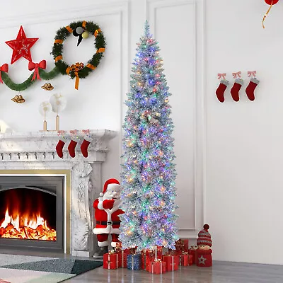 7 FT Slim Pencil Tree Pre-Lit Decoration W/ 670 Branch Tips & 350 LED Lights • $89.99