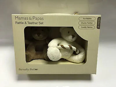 Mamas Papas Baby Barnaby Bear Button Rattle Teether Set Bnib New In Box  • £9.99