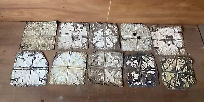 10 Sq Ft Antique Tin Ceiling Pieces Shabby Tile Chic Vtg Arts Crafts 80-23A • $39